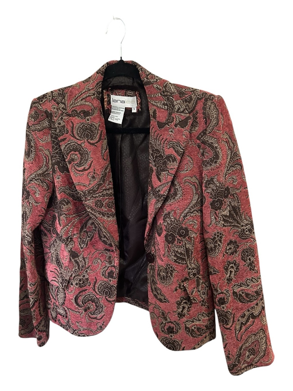 Lana Lee Vintage 1990’s Tapestry/ Brocade Pink Paisley Blazer